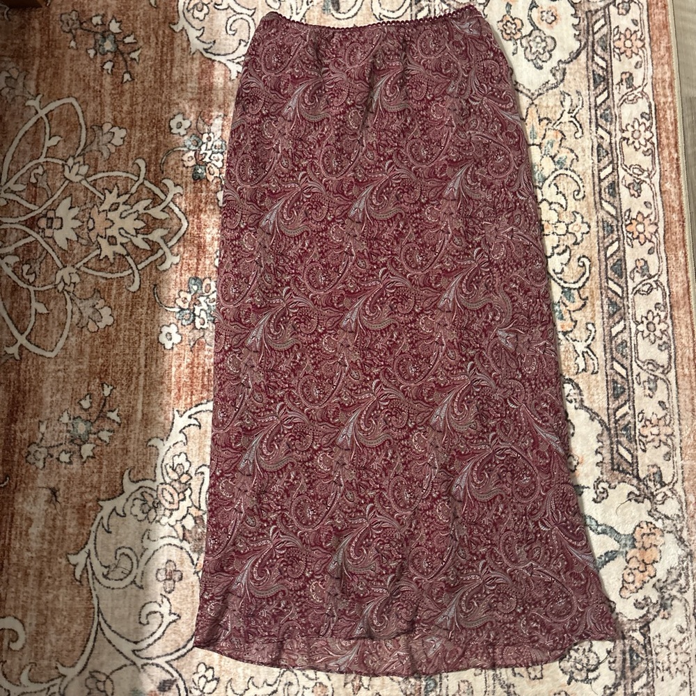Laura Ashley Burgundy Paisley Maxi Skirt